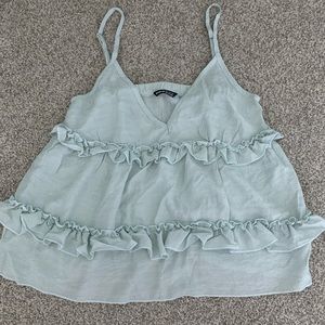 Mint ruffled tank top